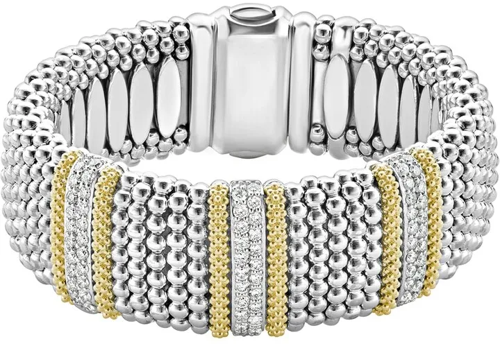 Diamond Lux Caviar 23mm Three-Station Bracelet