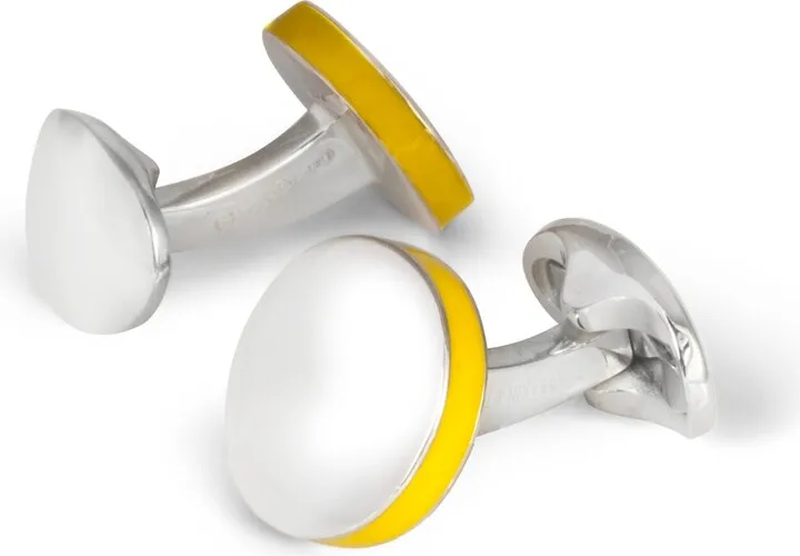 Deakin & Francis - Deakin & Francis Sterling Silver Round Cufflinks With Yellow Edge