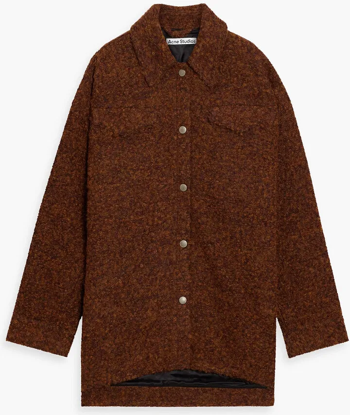 Mélange wool-blend bouclé coat