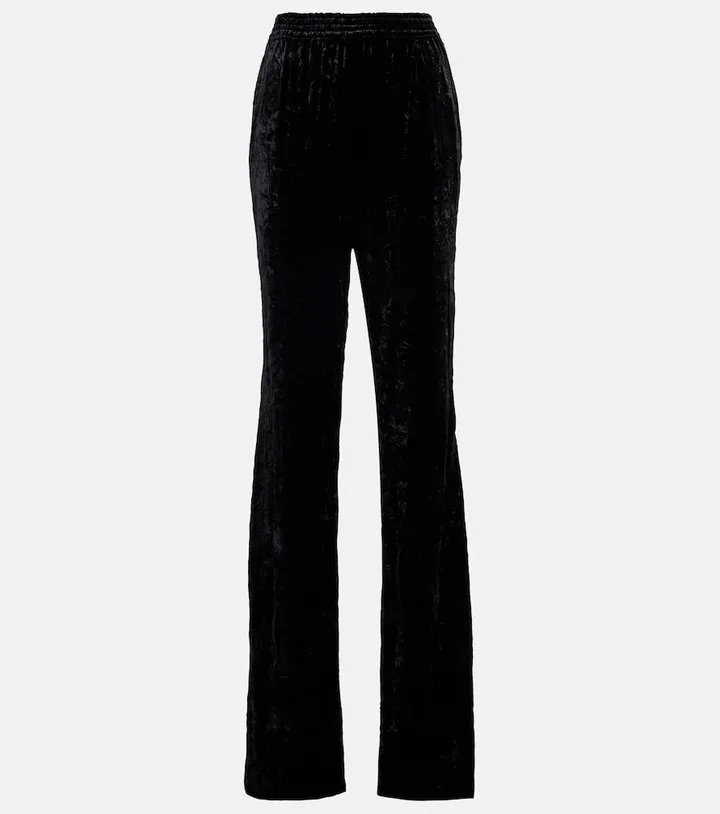 High-rise straight velvet pants