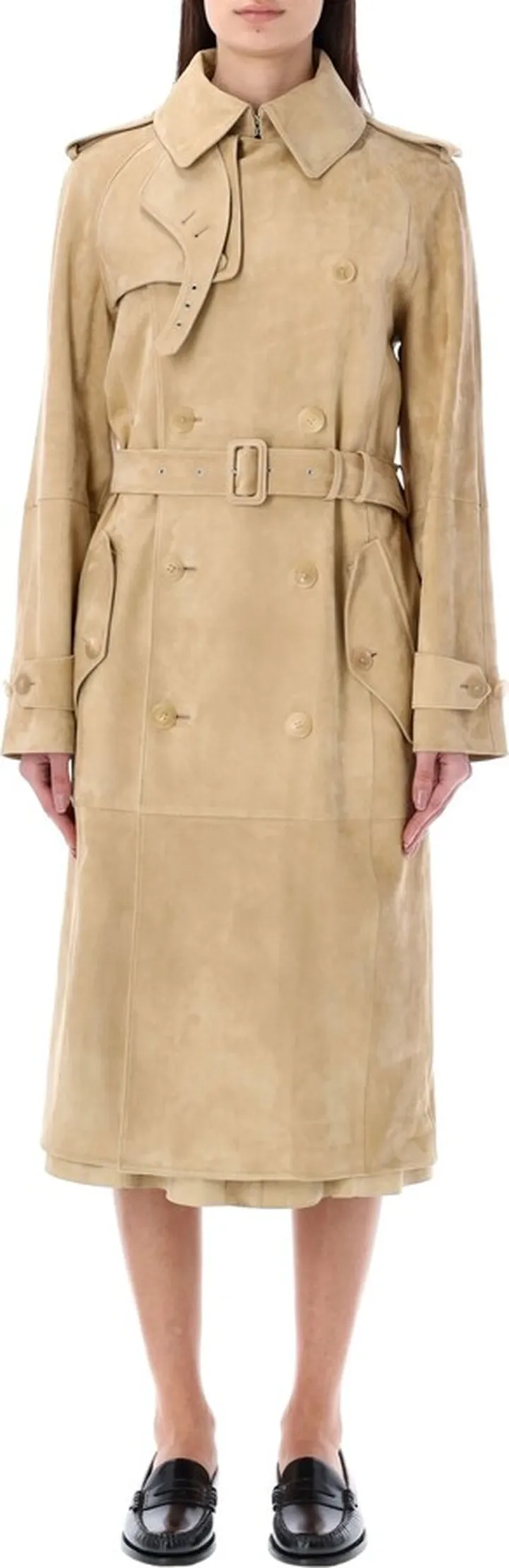Suede Leather Trench Coat