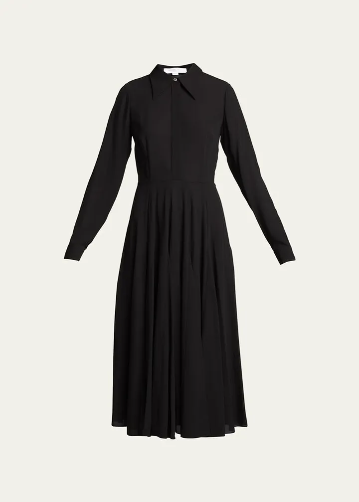 Fit-&-Flare Silk Midi Shirtdress