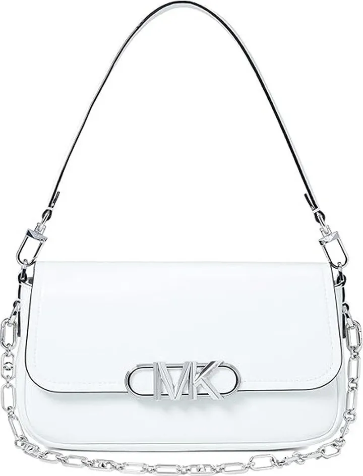 MICHAEL Michael Kors Parker Medium Convertible Pouchette Shoulder (Optic White) Handbags