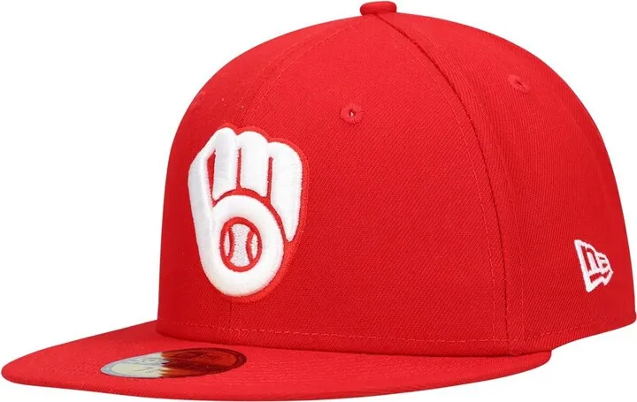 Men's Red Milwaukee Brewers Logo White 59FIFTY Fitted Hat
