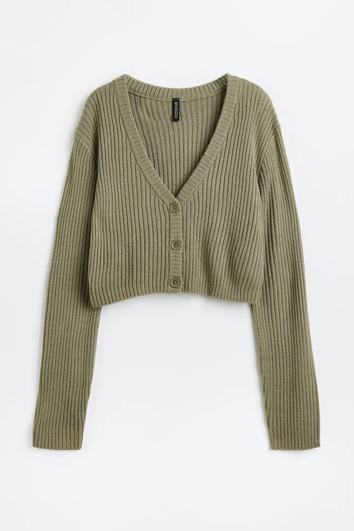Rib-knit Crop Cardigan
