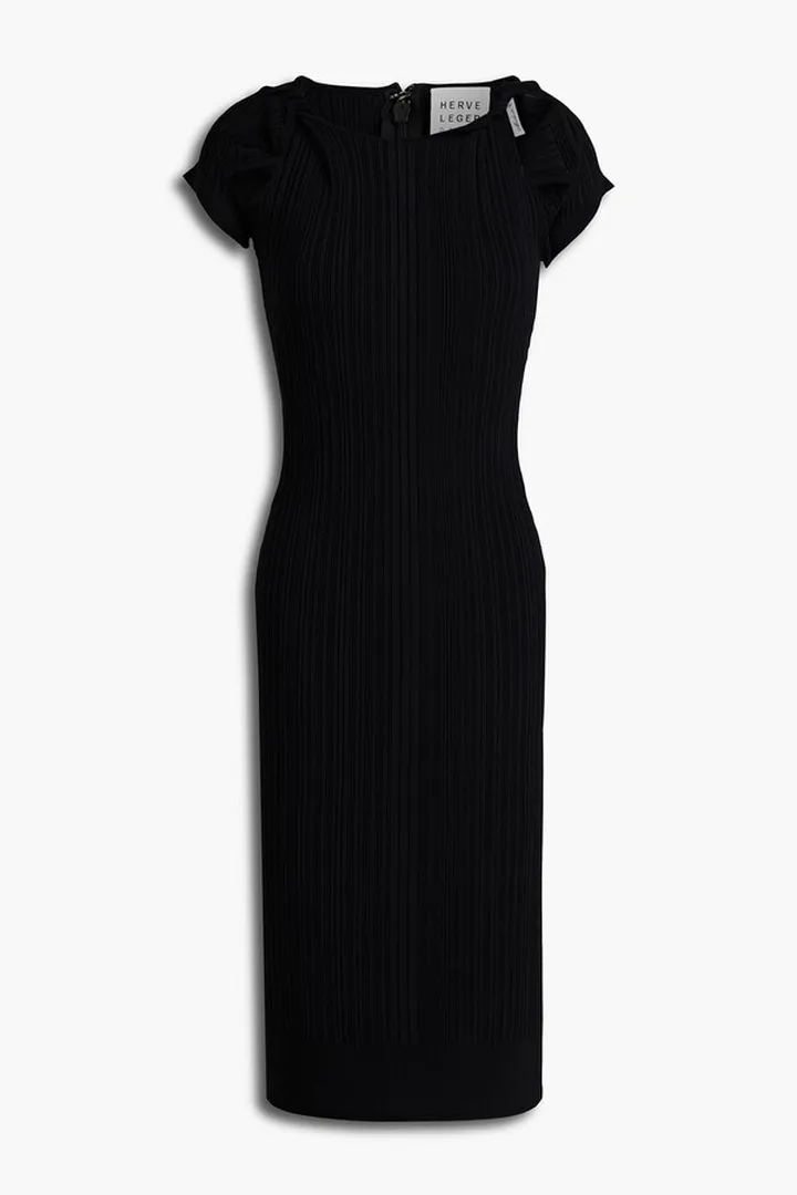 Cutout twisted ribbed bandage dress