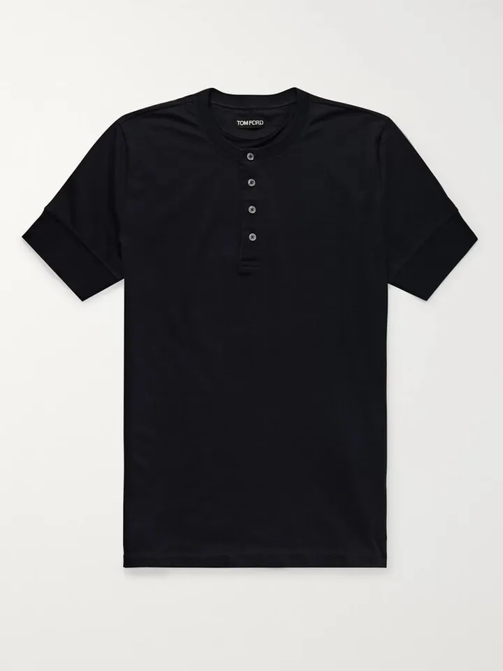 Slim-Fit Cotton-Jersey Henley T-Shirt