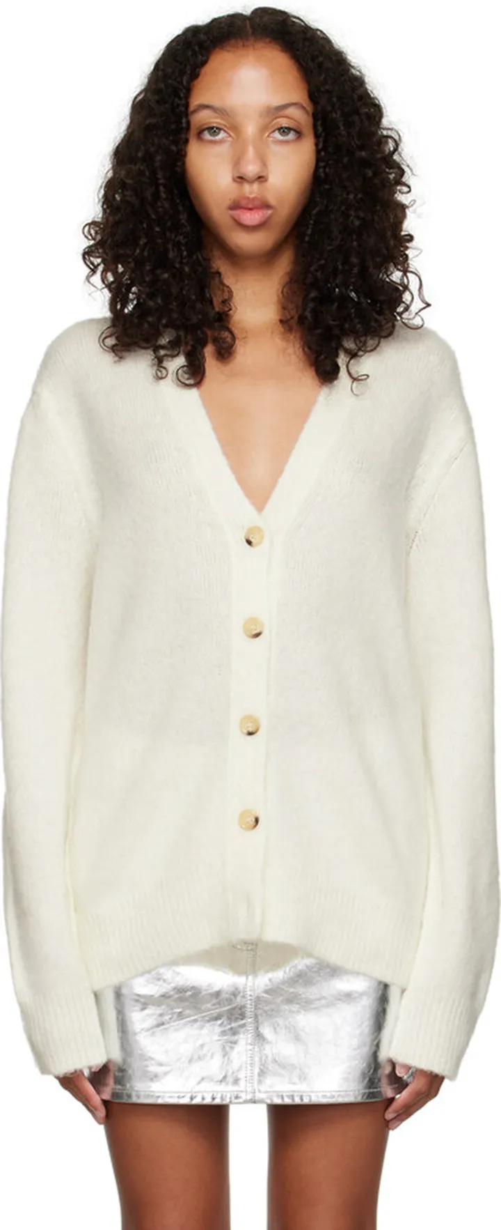 Helmut Lang White Oversized Cardigan