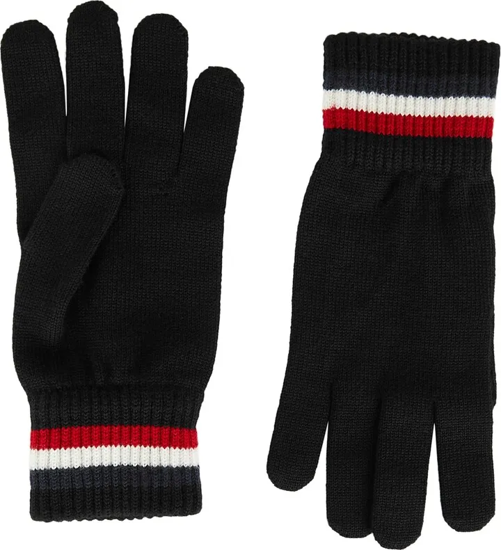 Moncler Black Wool-knit Gloves