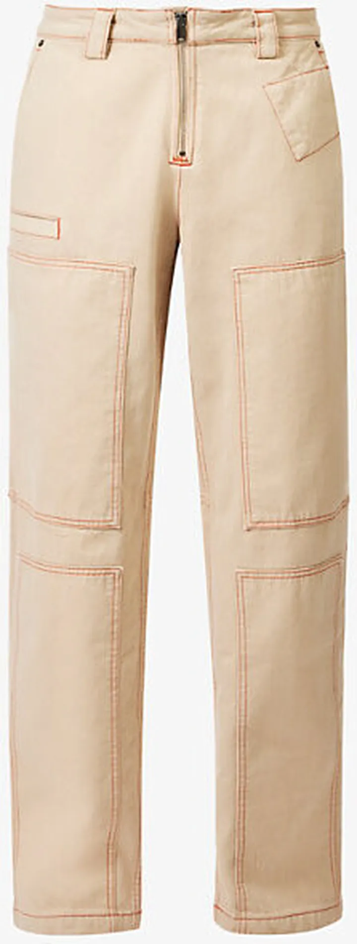 Mens Beige Terracotta Le de Nîmes Relaxed-fit Wide-leg Cotton-twill Cargo Jeans