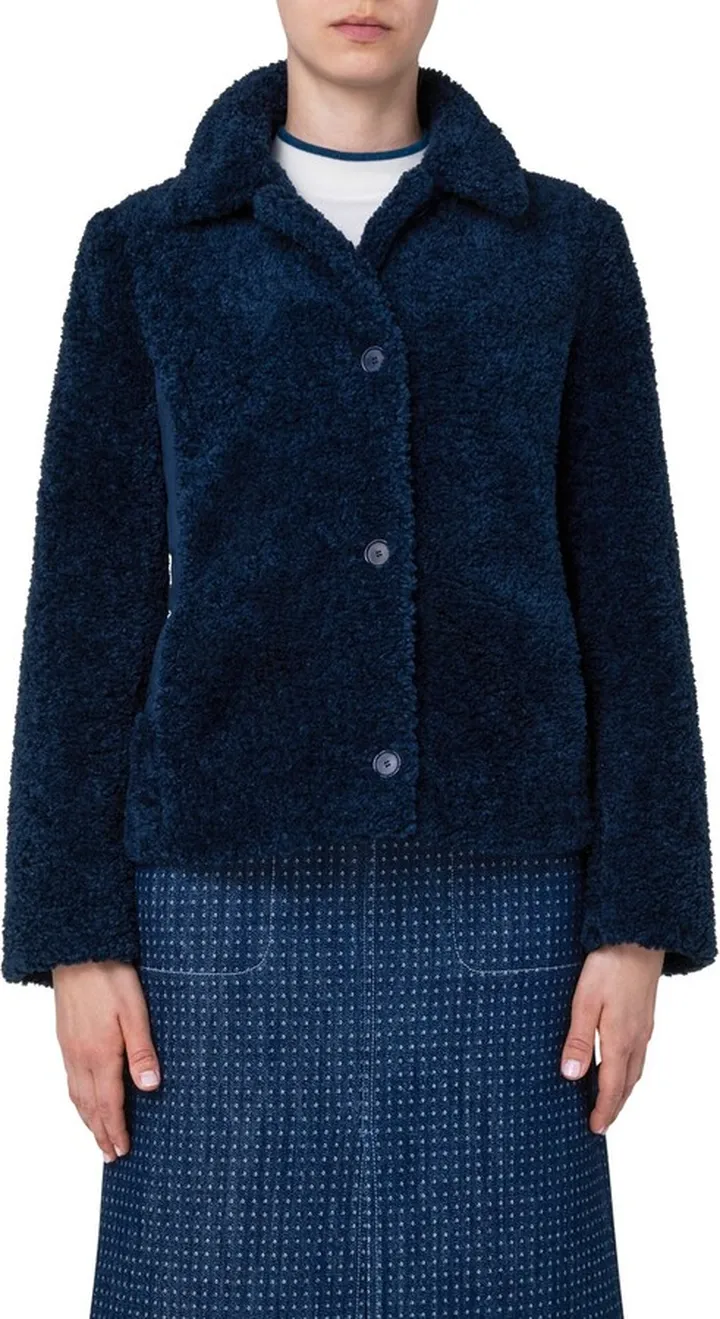 Mixed Media Circle Quilted Faux Fur Jacket