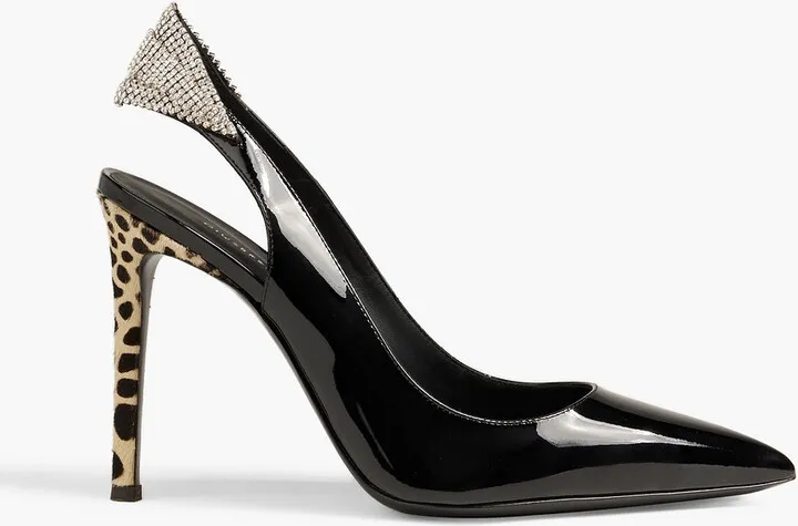 Embellished patent-leather slingback pumps
