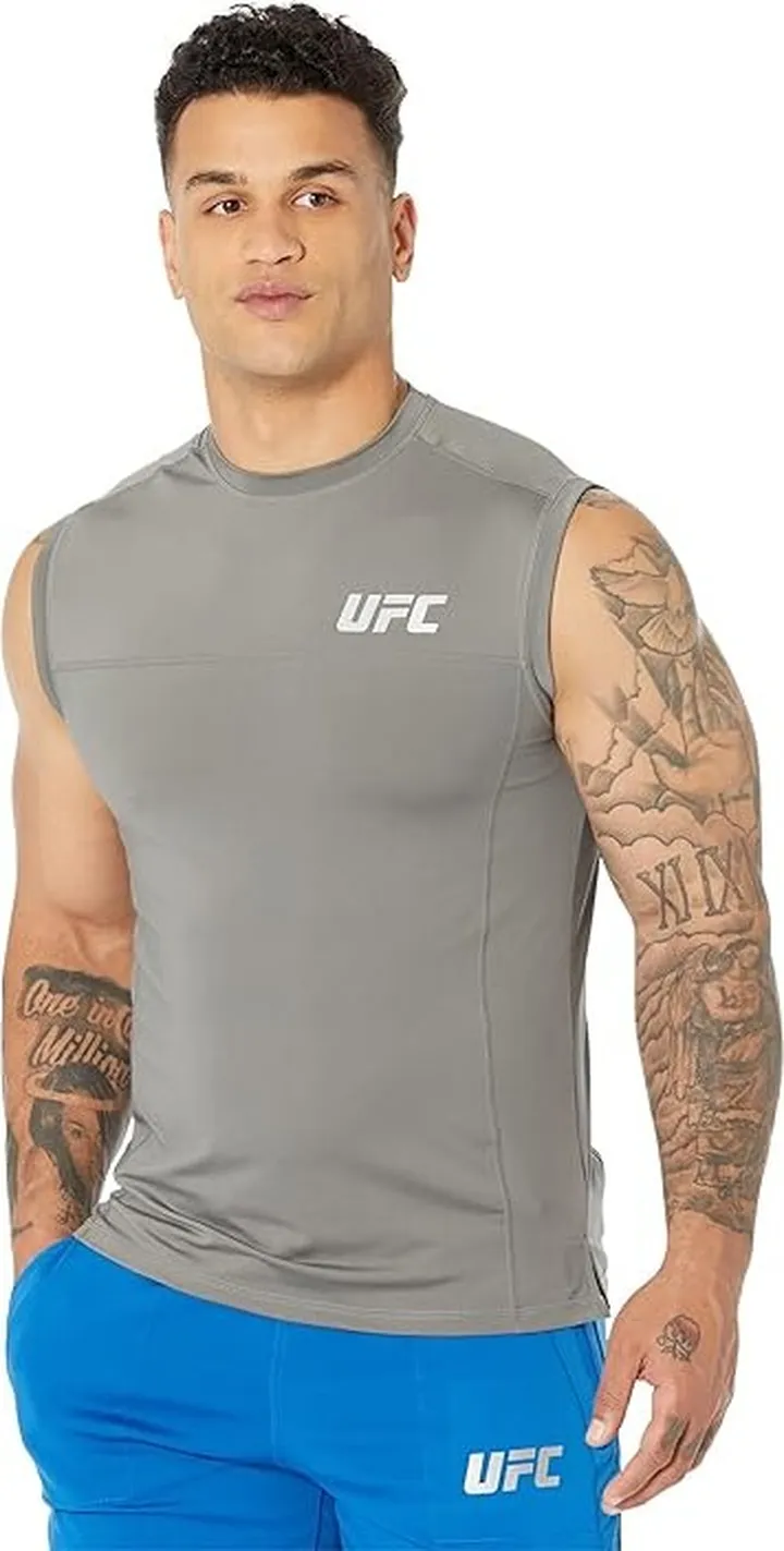 UFC Sleeveless Crew Neck Tee (Pewter) Men's Clothing
