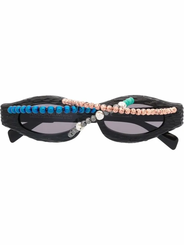 Bead-Detail Round-Frame Sunglasses
