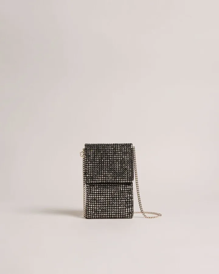 Crystal Cross Body Pouch in Black