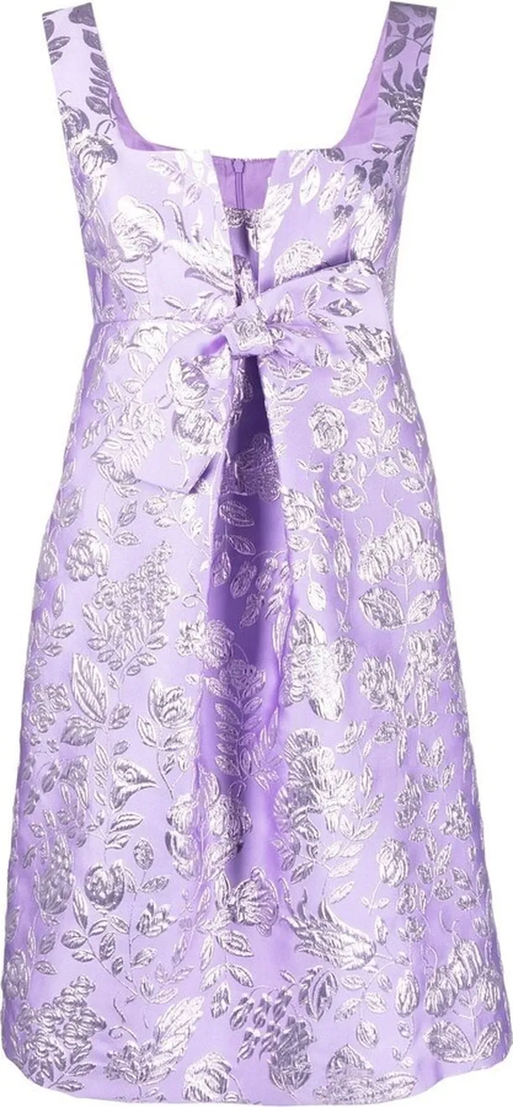 Floral Metallic-Jacquard Dress