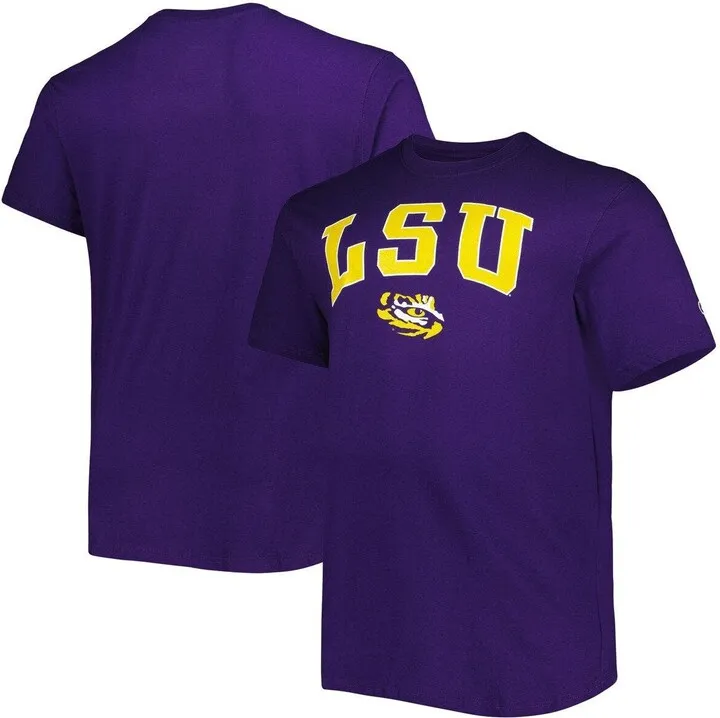 Men's Champion Purple LSU Tigers Big & Tall Arch Over Wordmark T-Shirt
