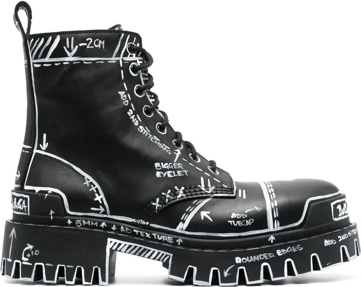 Black Leather Combat Boots