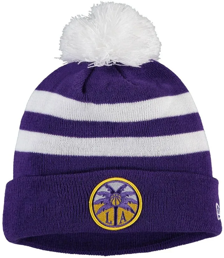 Men's New Era Purple Los Angeles Sparks Wnba Cuffed Knit Hat With Pom