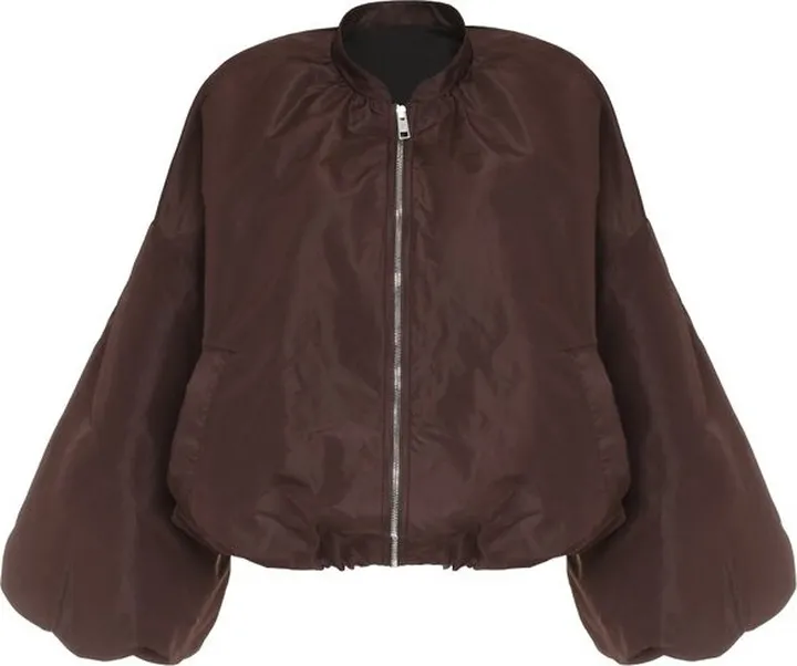 MSGM Puff-Sleeved Zipped Bomber Jacket