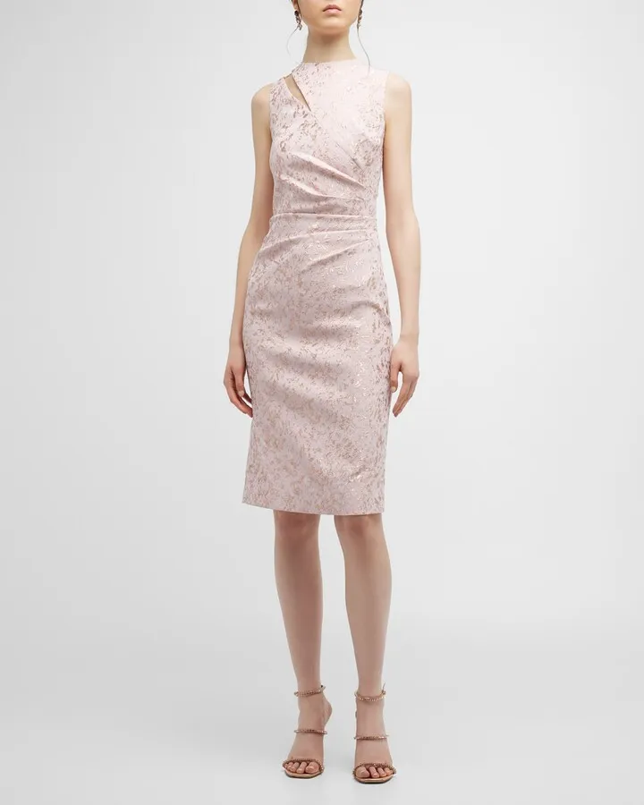 Metallic Jacquard Cutout Sheath Dress