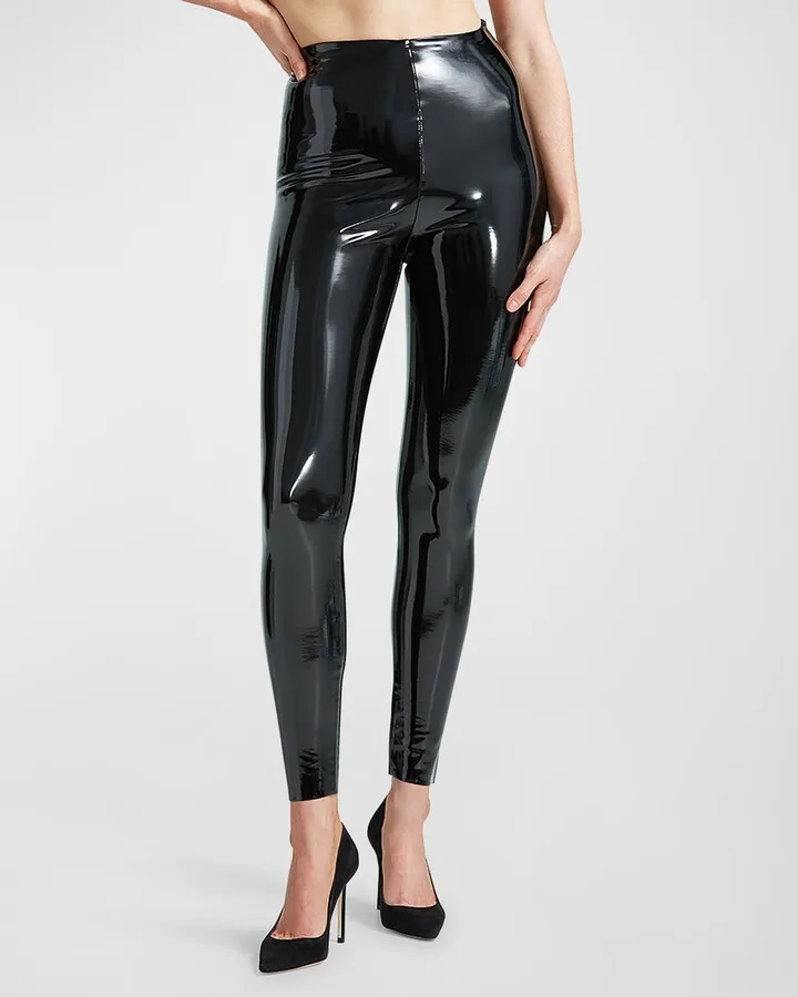 Classic Patent Faux-Leather Firming Leggings