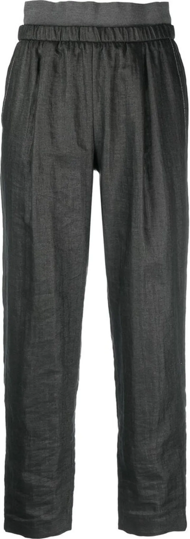 Cropped Linen-Blend Trousers