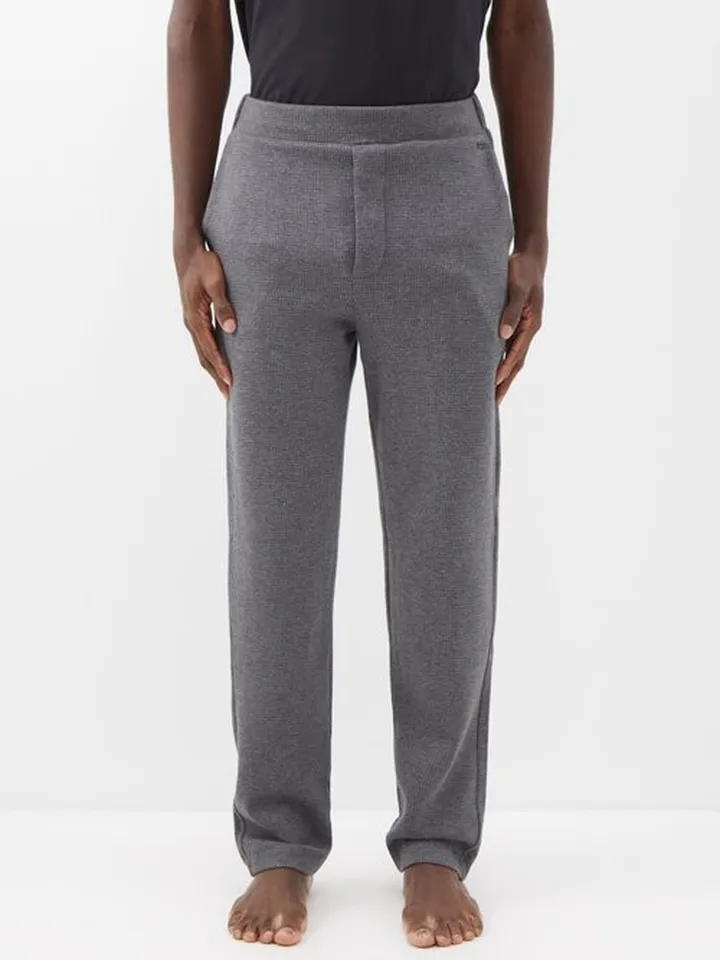 Elasticated Cotton-herringbone Pyjama Trousers