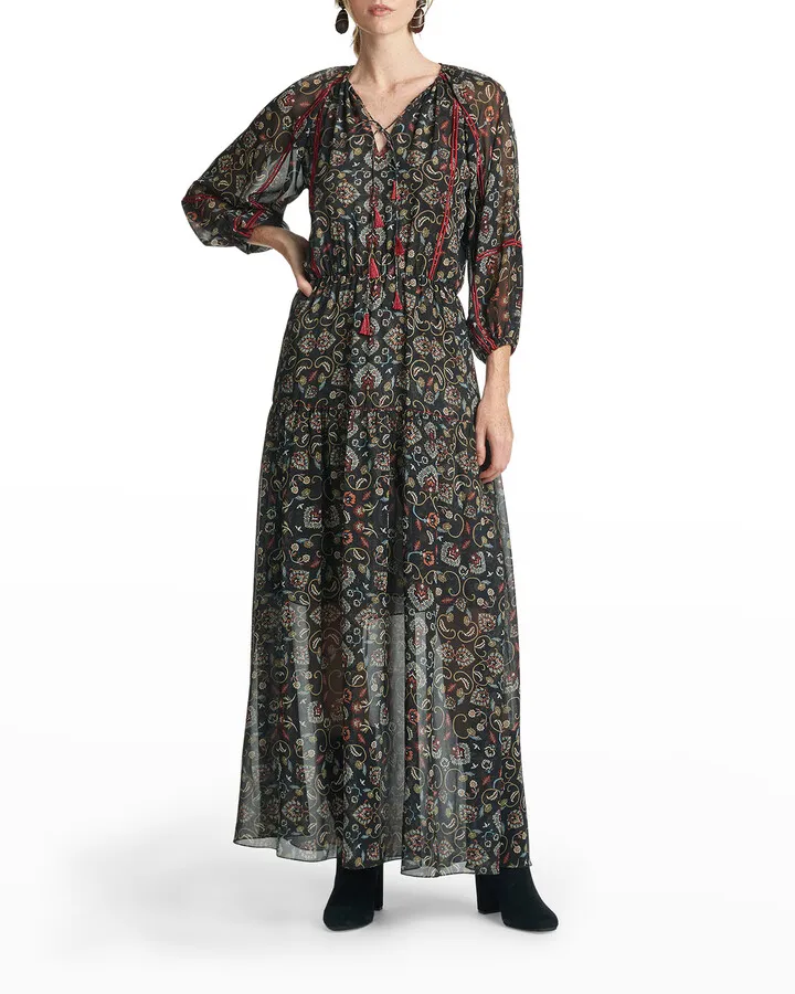 Dalton Maxi Swirl Chiffon Dress