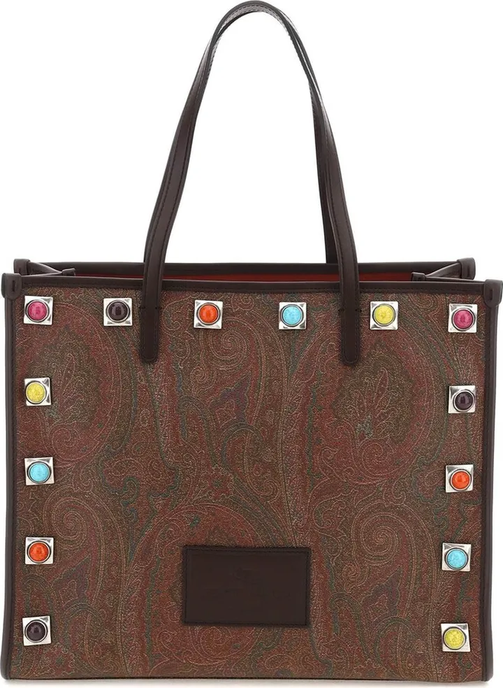 Etro Paisley Medium Shopping Bag With Studs