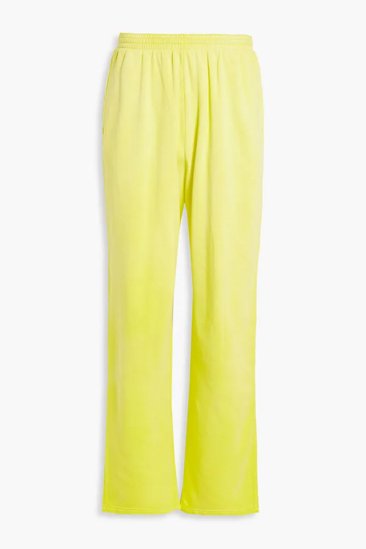 Distressed cotton-fleece sweatpants