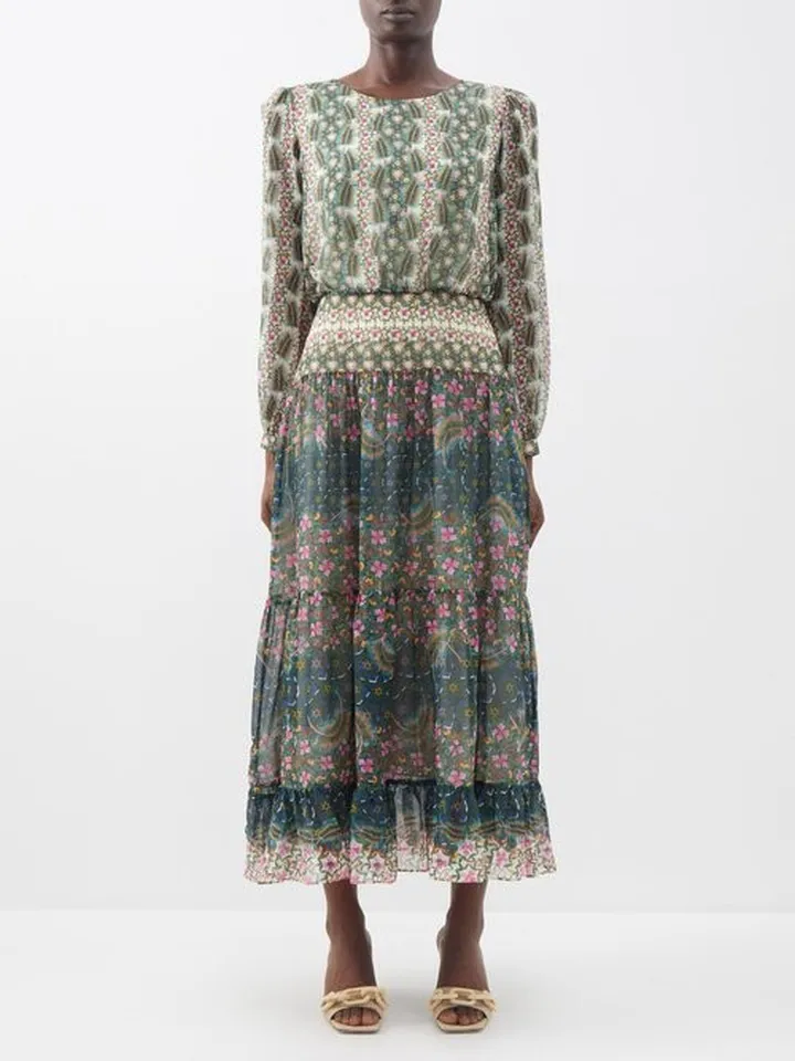 Isabel Floral-print Silk Midi Dress