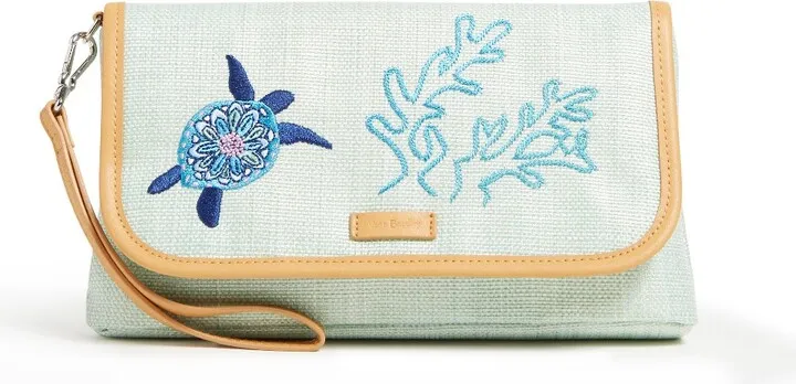 Vera Bradley Women's Straw Straw RFID Wristlet Turtle Dream