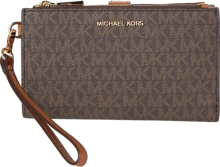 MICHAEL Michael Kors Jet Set Double Zip Wristlet (Brown) Handbags