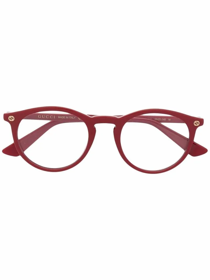 Polished-Effect Round-Frame Glasses