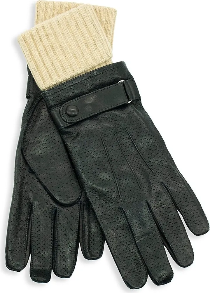 Belted Leather & Wool-Blend-Lined Gloves
