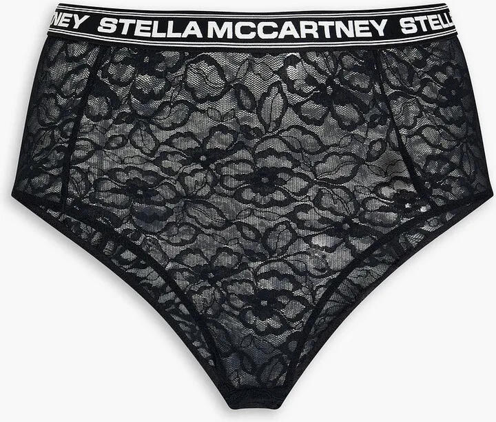 Monogram-trimmed lace high-rise briefs