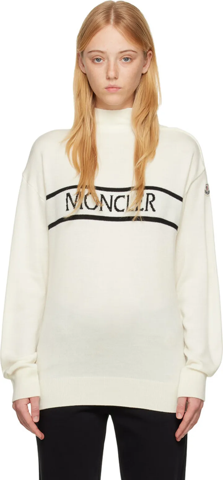 Moncler White Intarsia Turtleneck