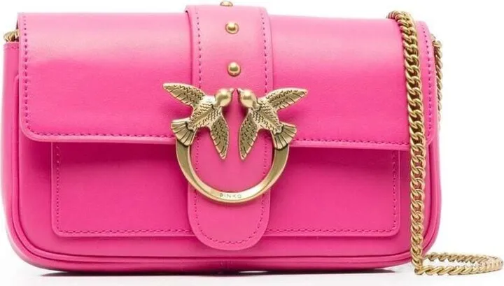 'love One Pocket' Fuchsia Shoulder Bag With Logo Patch In Smooth Leather Woman
