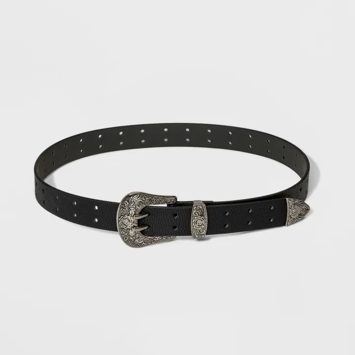 Women's Double Perf Western Belt - Wild Fable™ Black S
