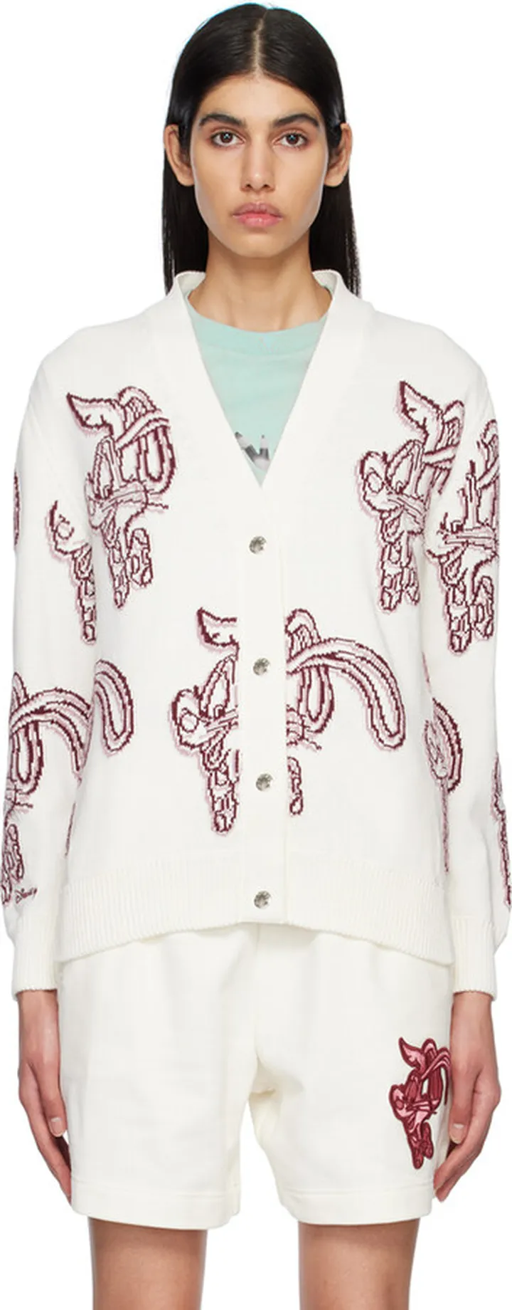 Moncler White Roger Rabbit Cardigan