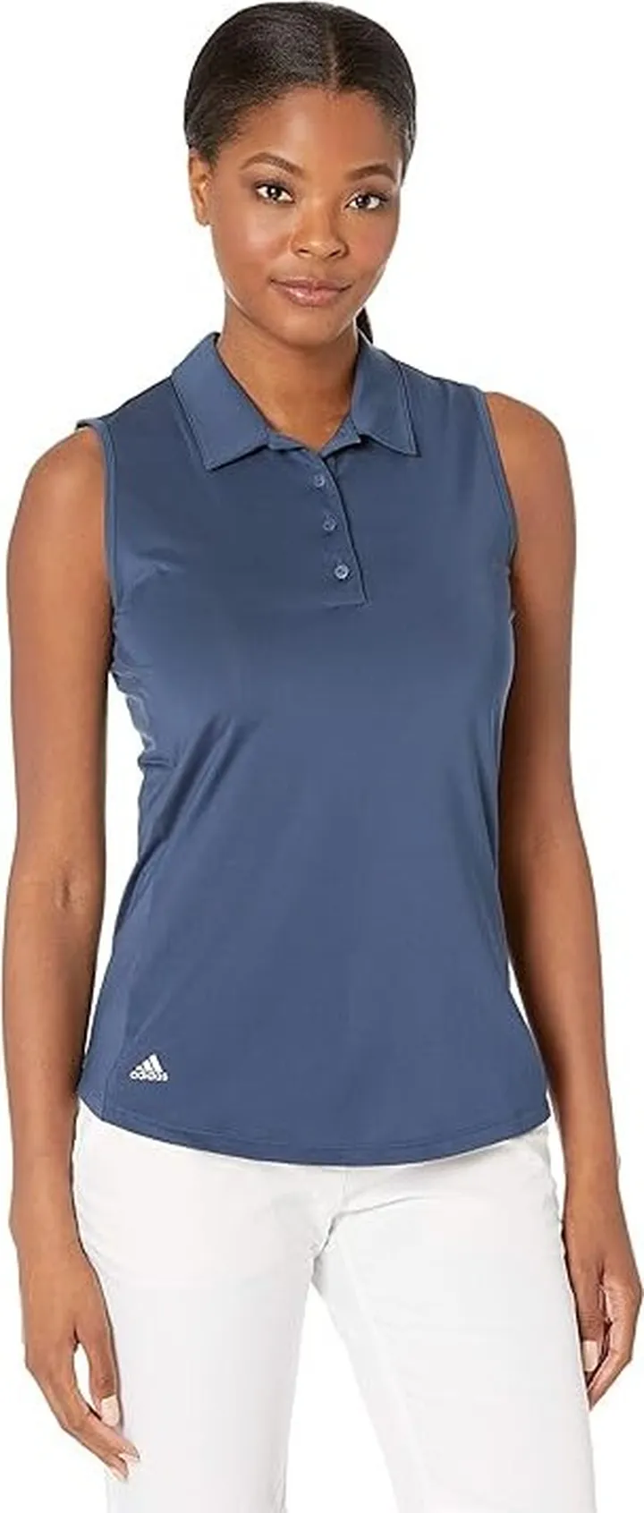 adidas Golf Ultimate365 Primegreen Sleeveless Polo Shirt (Navy) Women's Clothing