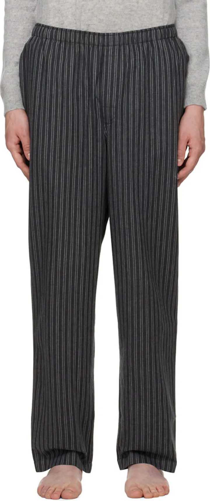 Sunspel Gray Stripe Pyjama Trousers