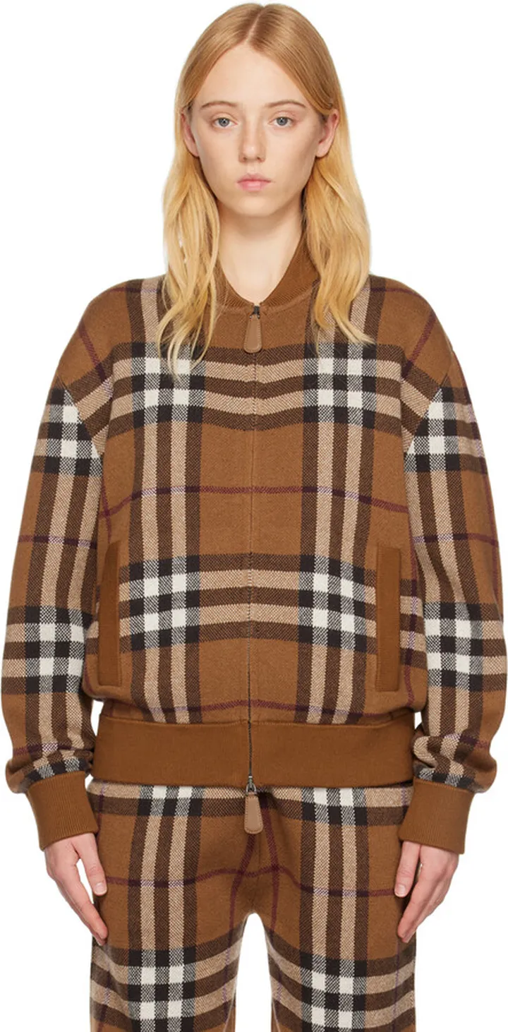 Burberry Brown Check Bomber Jacket