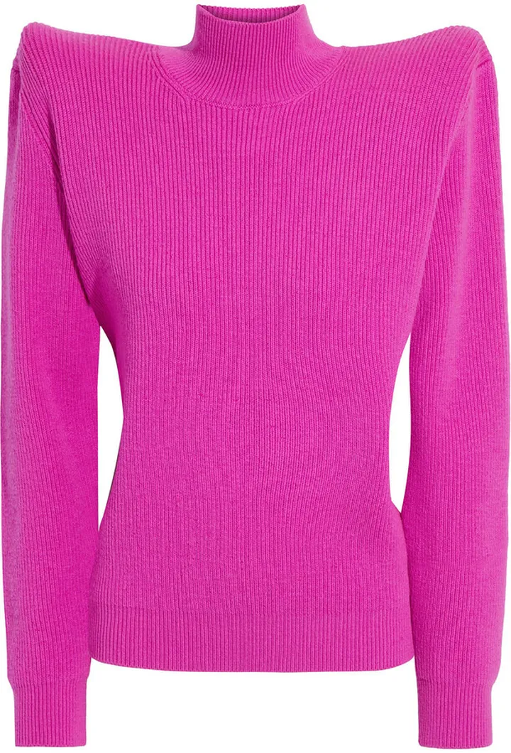 Ribbed wool-blend turtleneck sweater