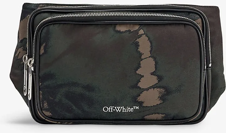 Mens Multicolor Arrow-motif Tie-dye Woven Waist bag