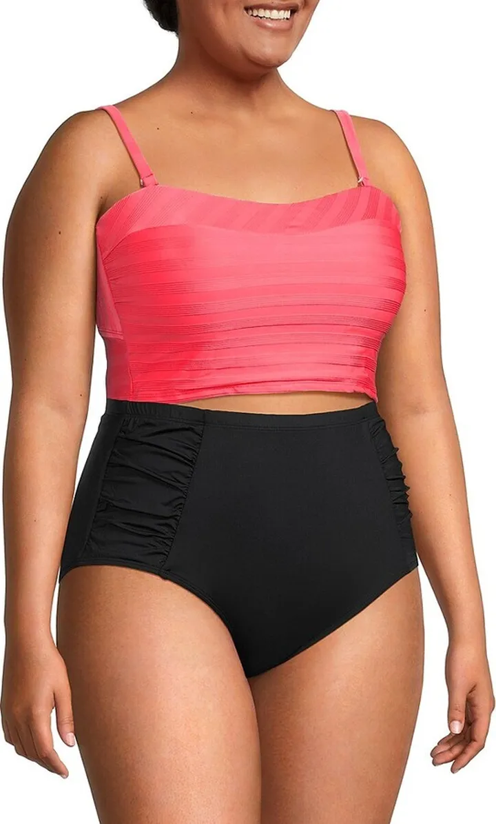 Plus Textured Tie Back Tankini