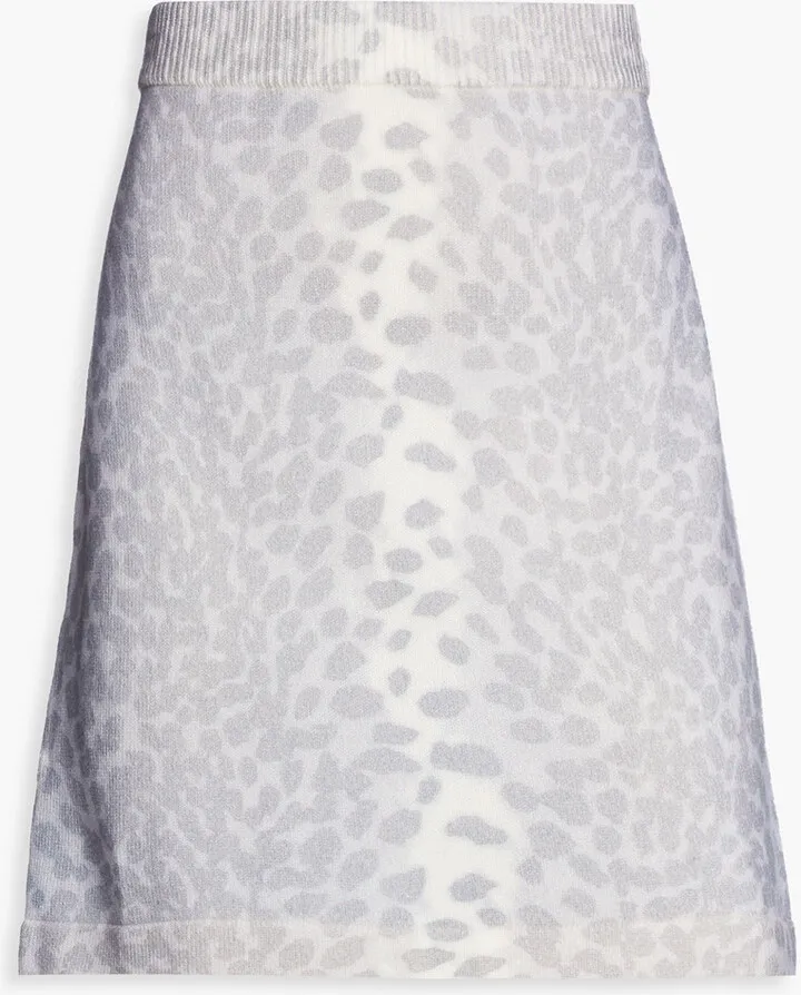 Leopard-knit wool and cashmere-blend mini skirt