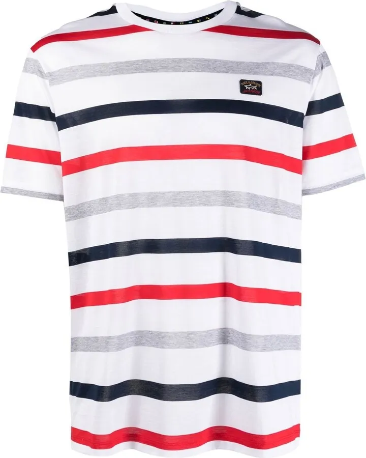 striped logo-print T-shirt