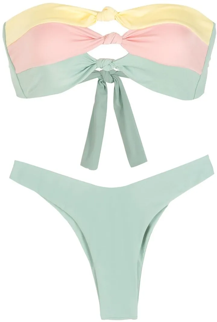 Knot-Detail High-Leg Bikini Set